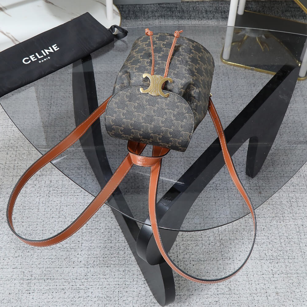 Backpack Bag Celine Bonnie in Triomphe Canvas and Calfskin - Replica Luxury Bags™