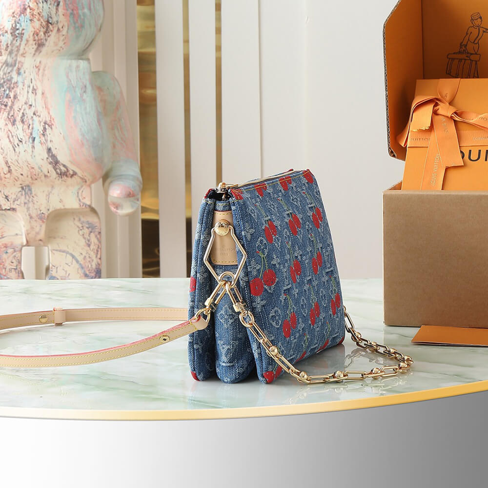 LV x TM Coussin PM Denim Cherry Bag - Replica Luxury Bags™