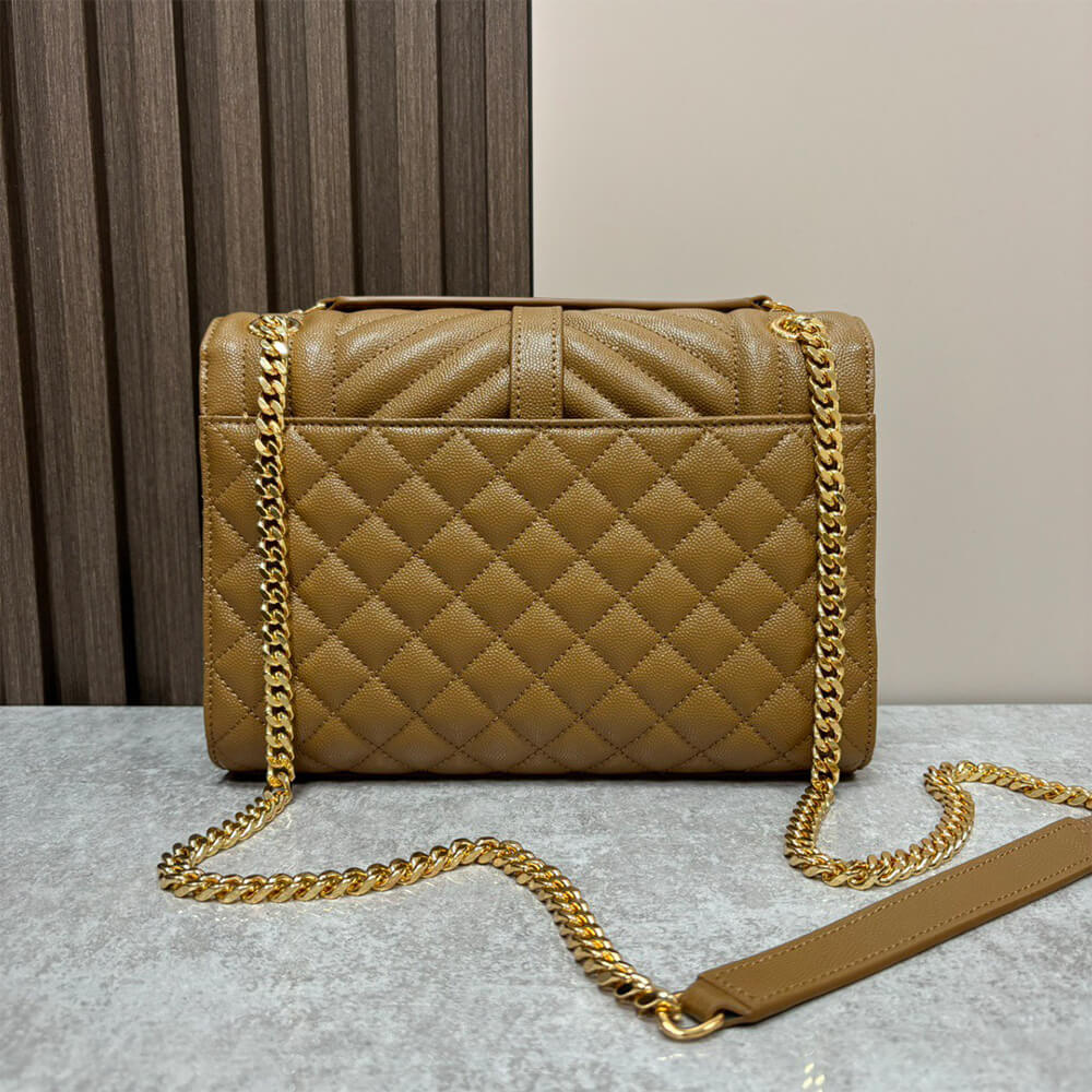 YSL Envelope Medium Bag in Grained Leather - Replica Luxury Bags™