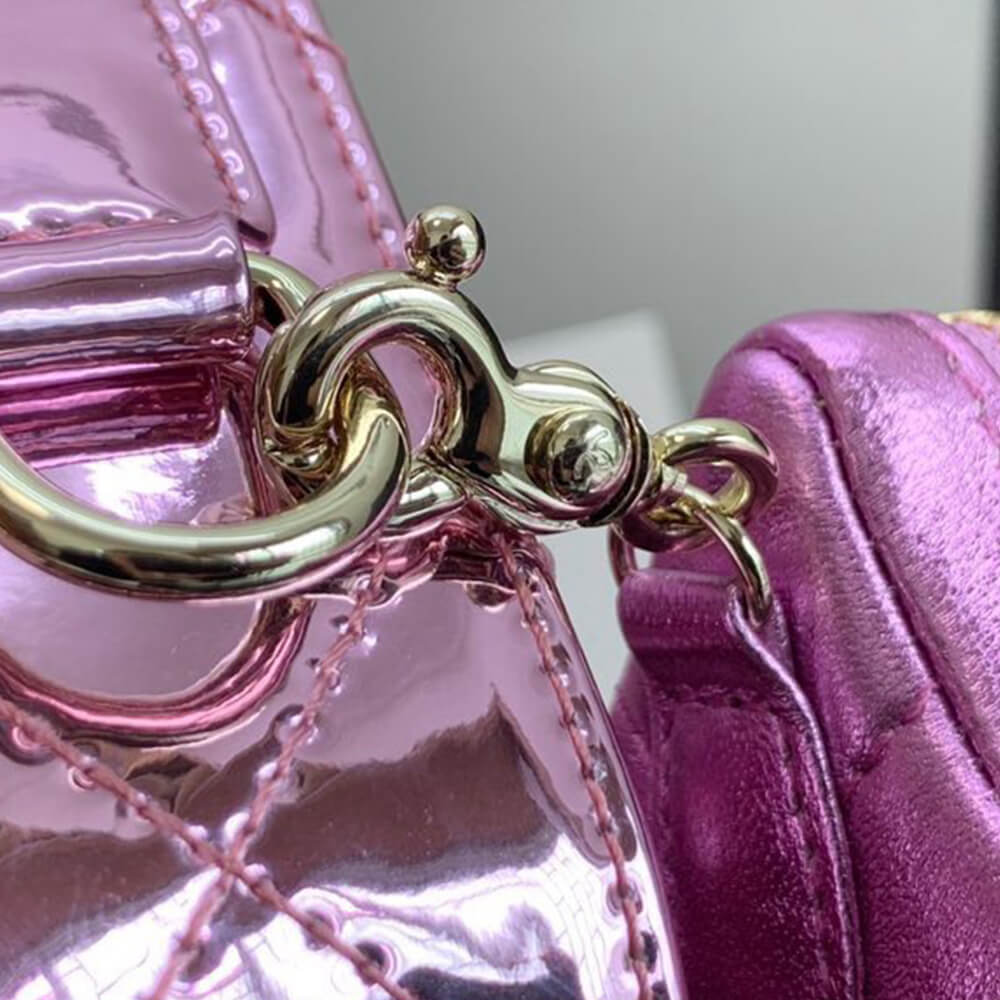 Chanel Mini Flap Bag in Metallic Pink with Star Pouch Charm - Replica Luxury Bags™