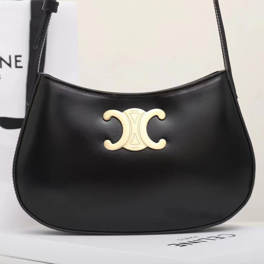Celine Medium Tilly Bag in Black Shiny Calfskin - Replica Luxury Bags™