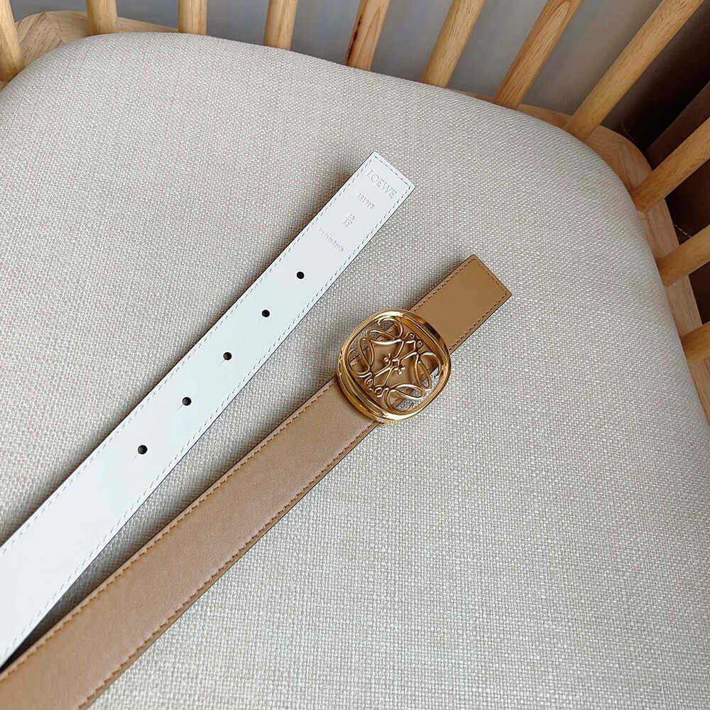 LOEWE Reversible Anagram Ellipse belt in smooth calfskin 28mm - Replica Luxury Bags™