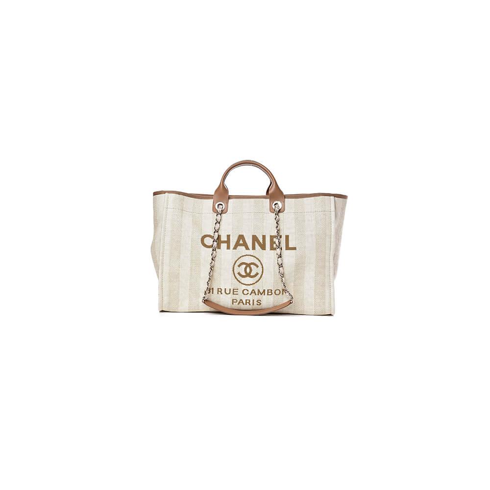 Chanel Woven Straw Raffia Striped Medium Deauville Tote Bag - Replica Luxury Bags™