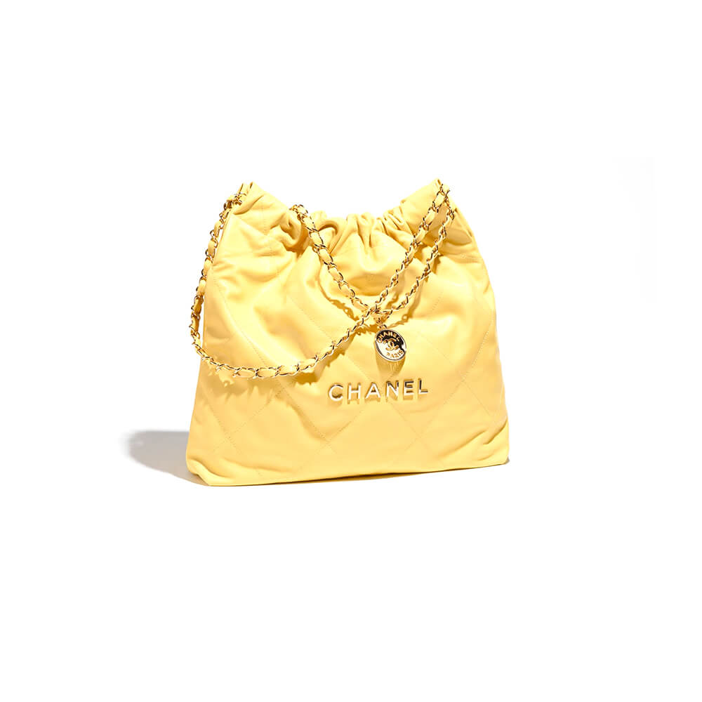 Chanel 22 Small Handbag in Yellow with Gold Hardware - Replica Luxury Bags™