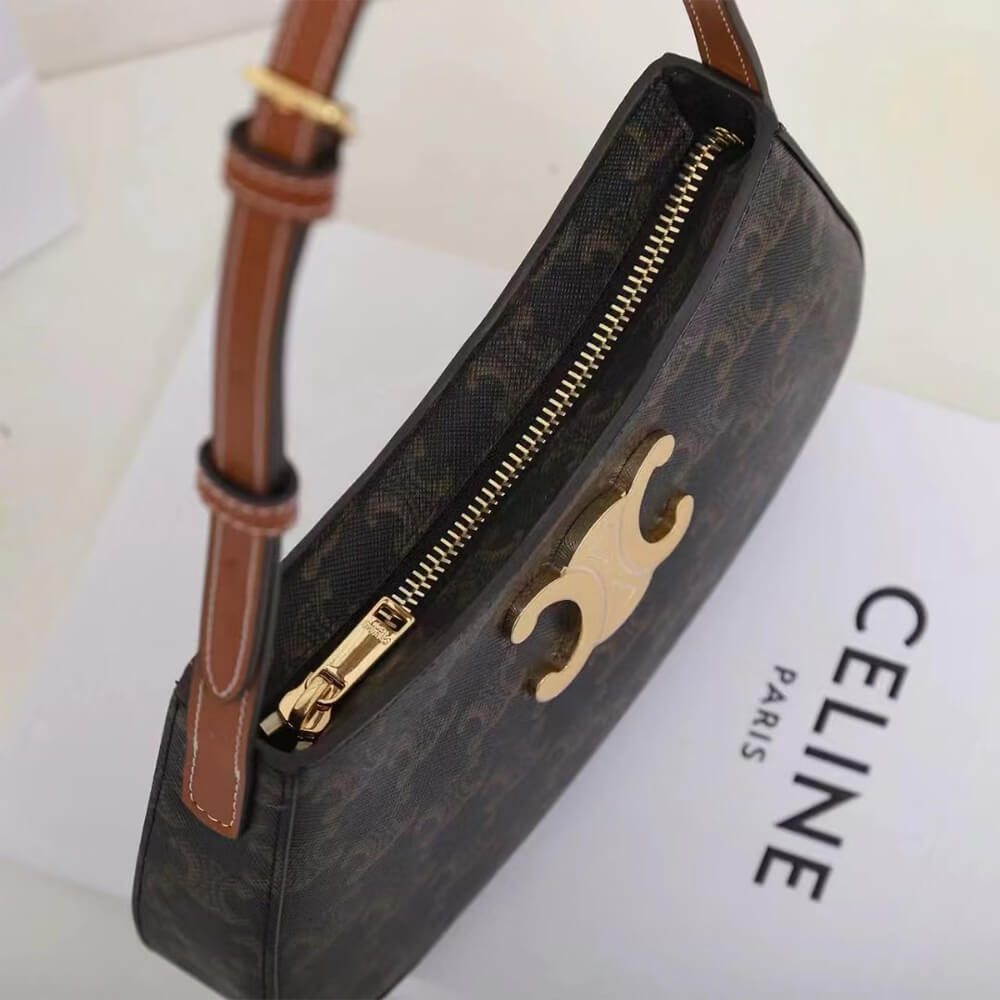 Celine Medium Tilly Bag in Triomphe Canvas and Calfskin - Replica Luxury Bags™