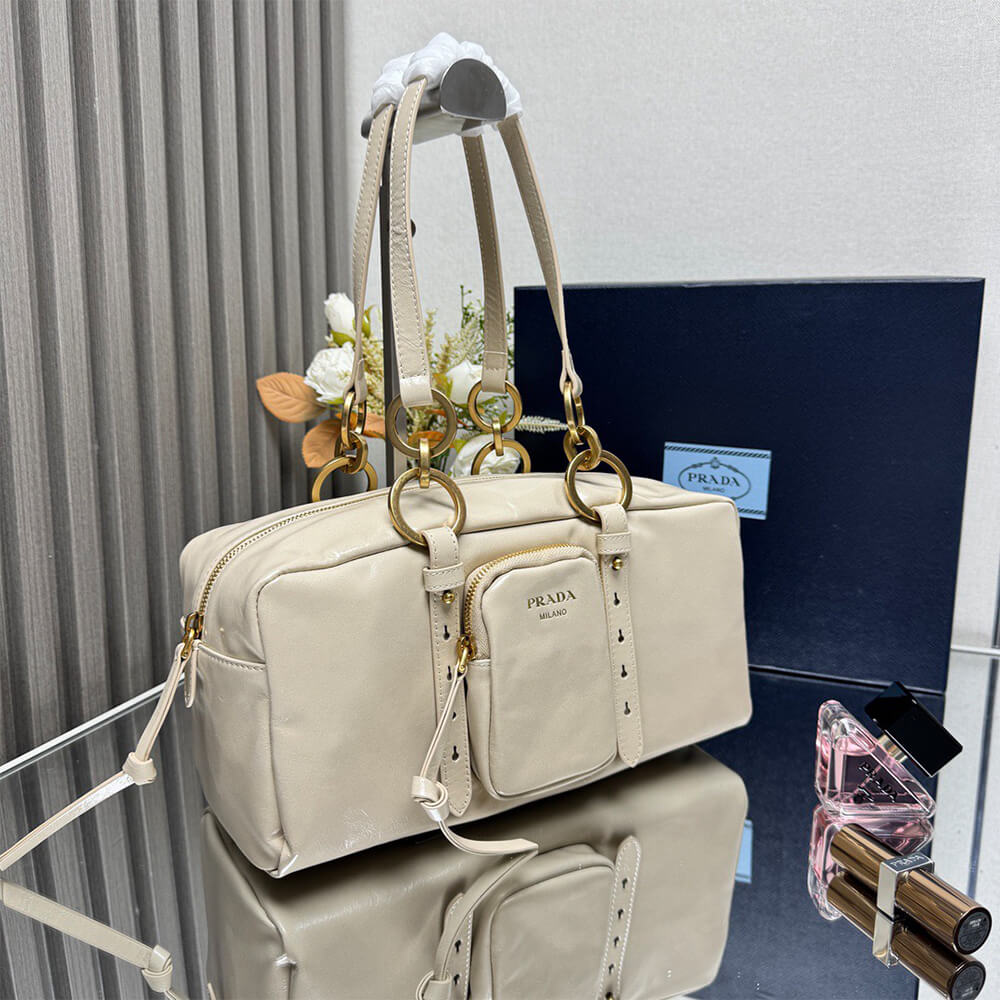 Prada Dangle Medium Leather Top Handle Bag - Replica Luxury Bags™