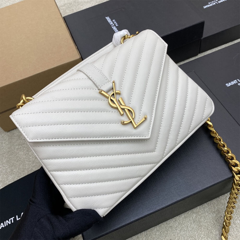 YSL College Medium Chain Bag In Quilted Leather - Replica Luxury Bags™