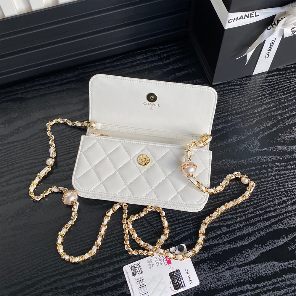 Chanel Flap Phone Holder Bag with Chain - Replica Luxury Bags™