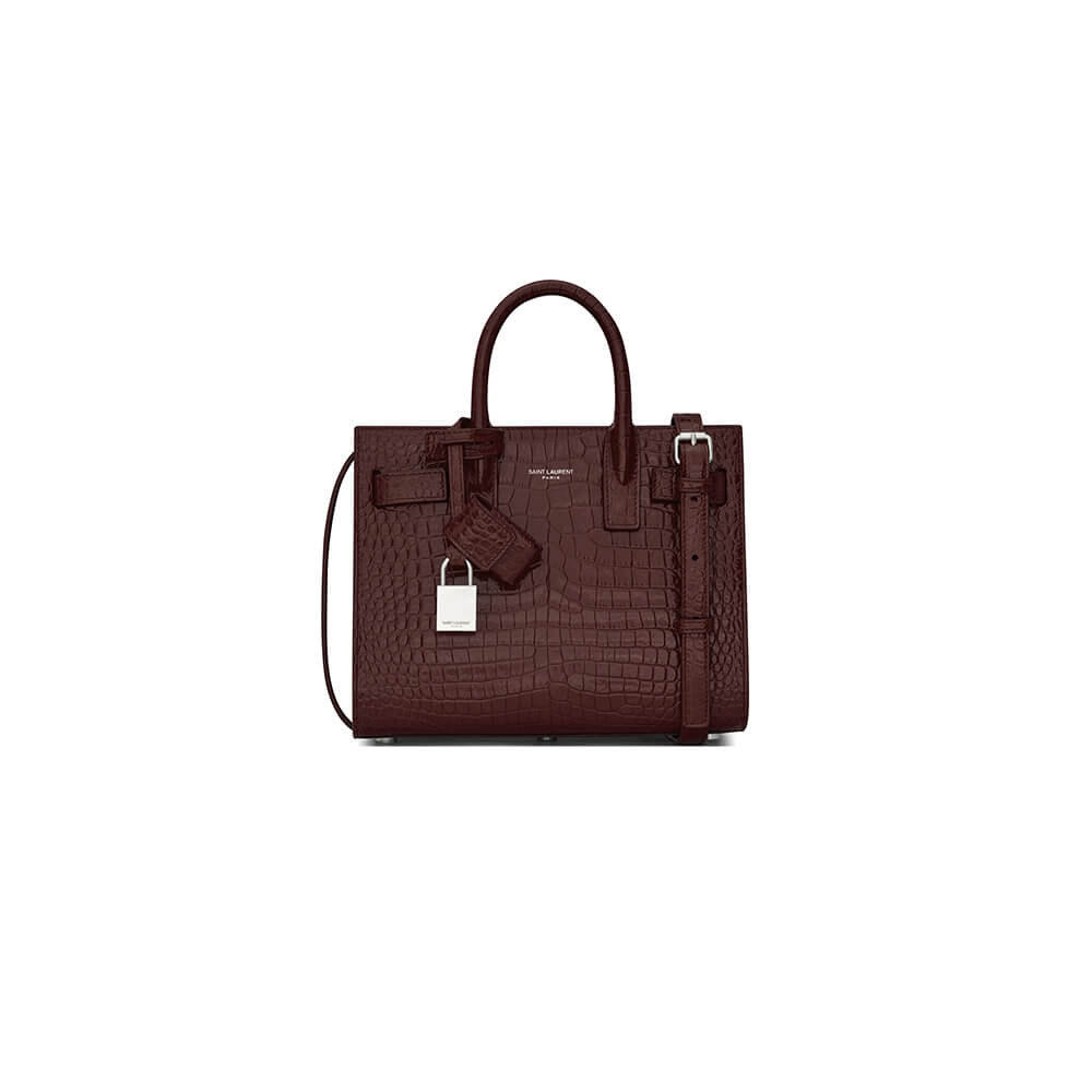 YSL Sac De Jour Nano Bag in Embossed Crocodile Shiny Leather - Replica Luxury Bags™