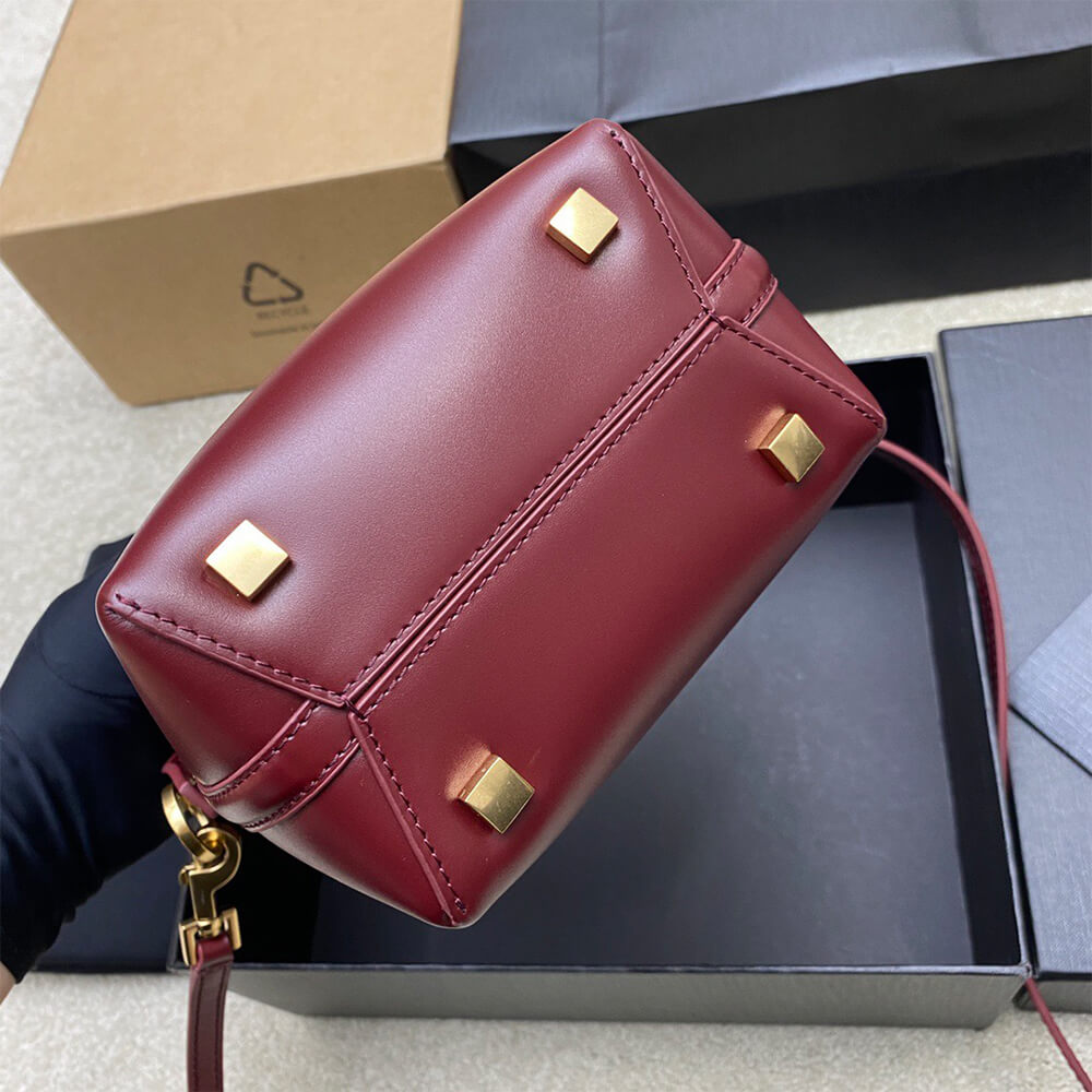 YSL LE 37 Mini Bucket Bag in Shiny Burgundy Leather - Replica Luxury Bags™