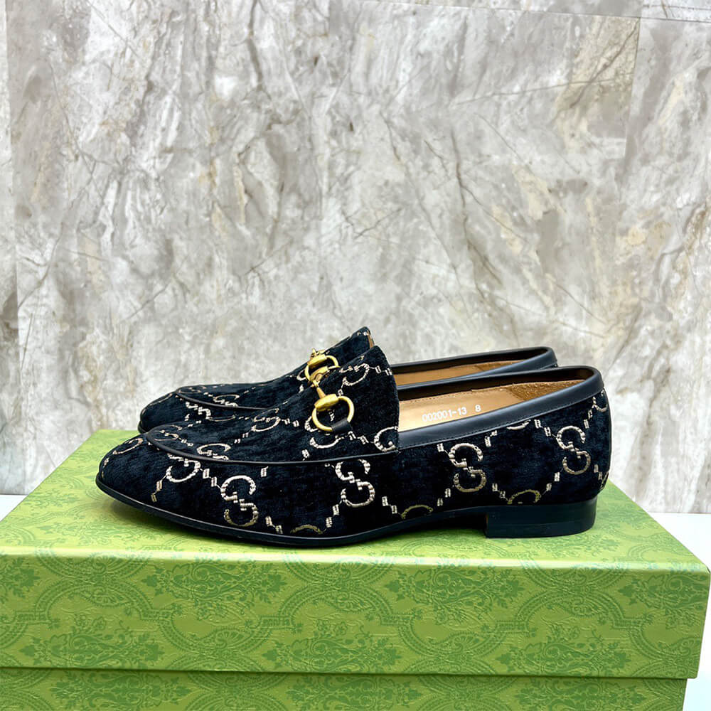 Gucci Velvet Men Loafers Shoes - Replica Luxury Bags™