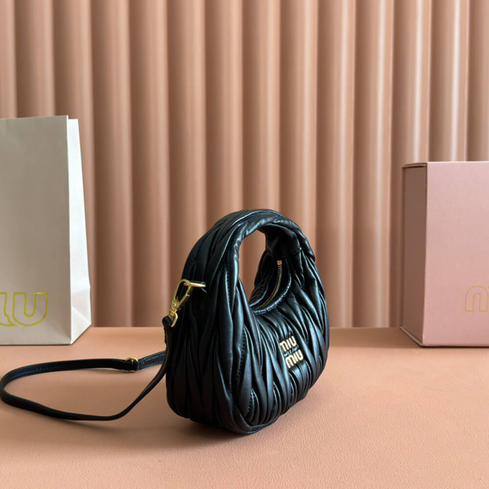 Miumiu Wander Matelassé Nappa Leather Hobo Mini Bag - Replica Luxury Bags™