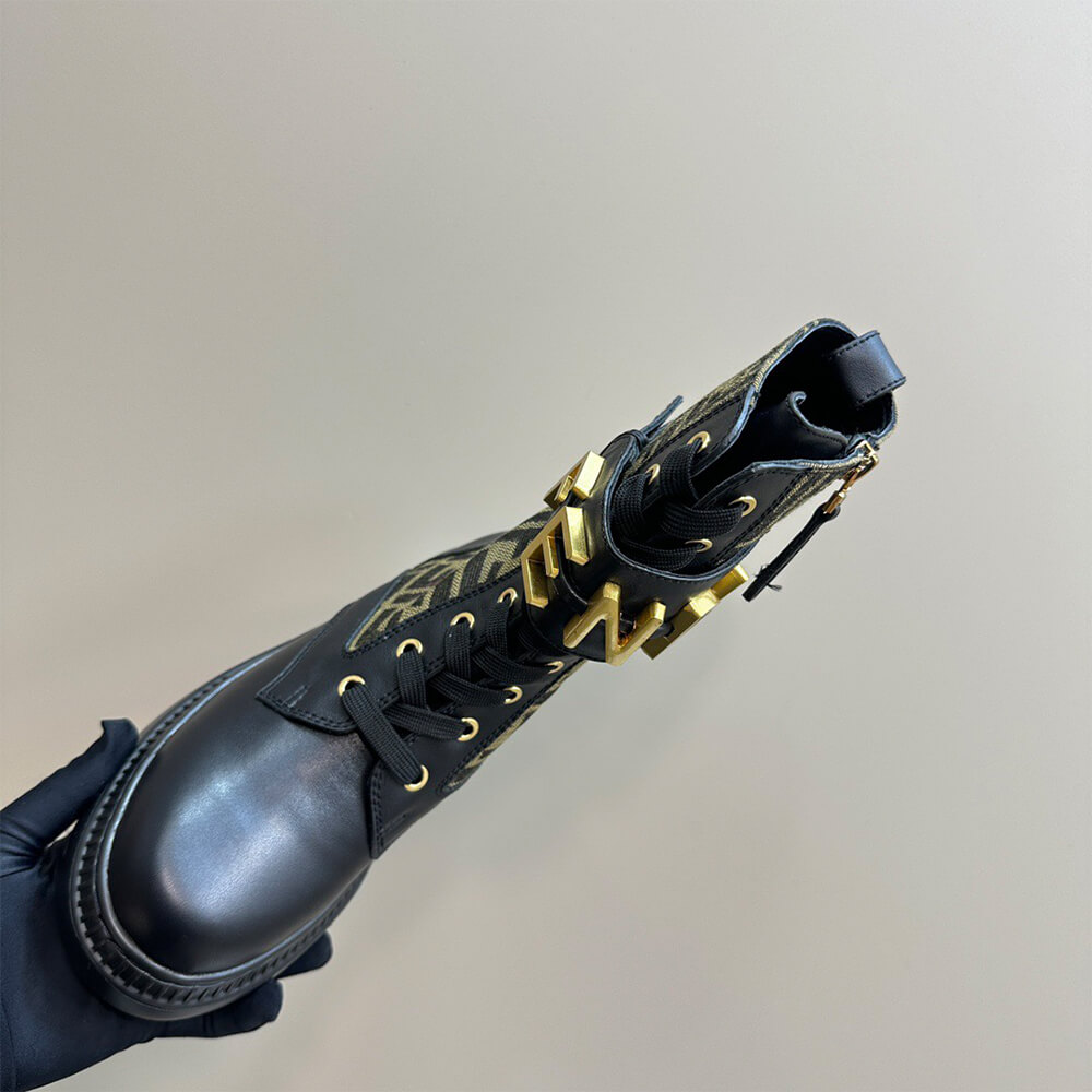 FENDI Fendigraphy logo-plaque leather boots Shoes - Replica Luxury Bags™