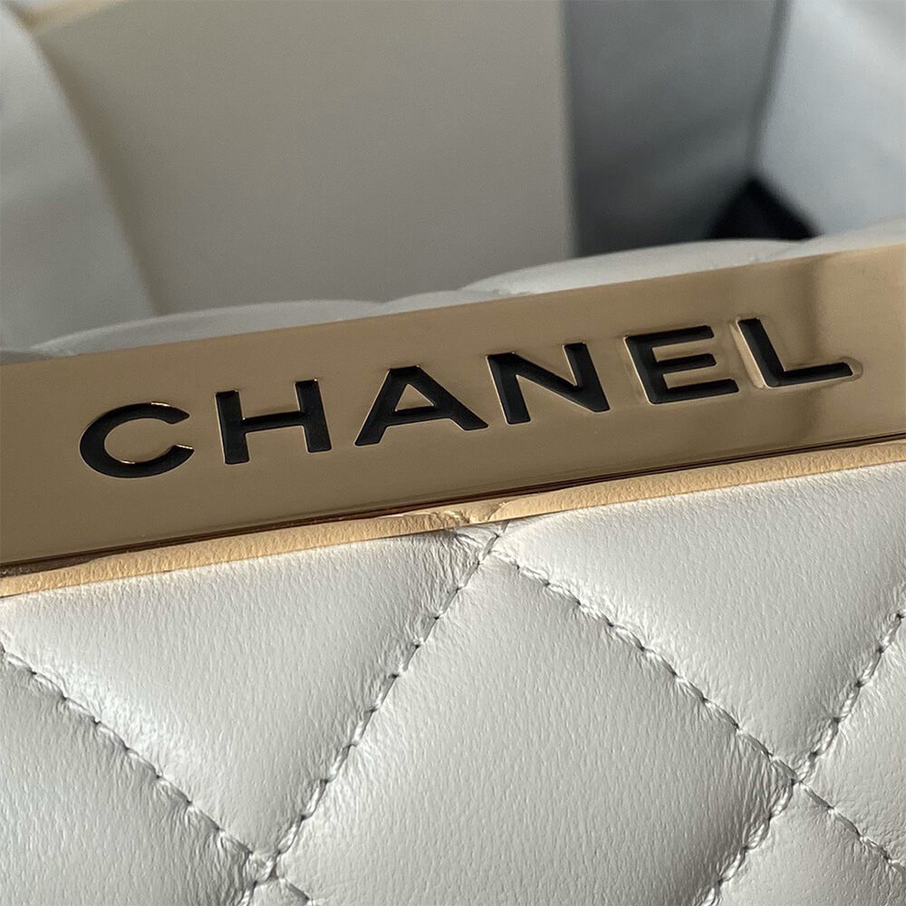 Chanel Mini Flap Bag with Top Handle in off-white - Replica Luxury Bags™