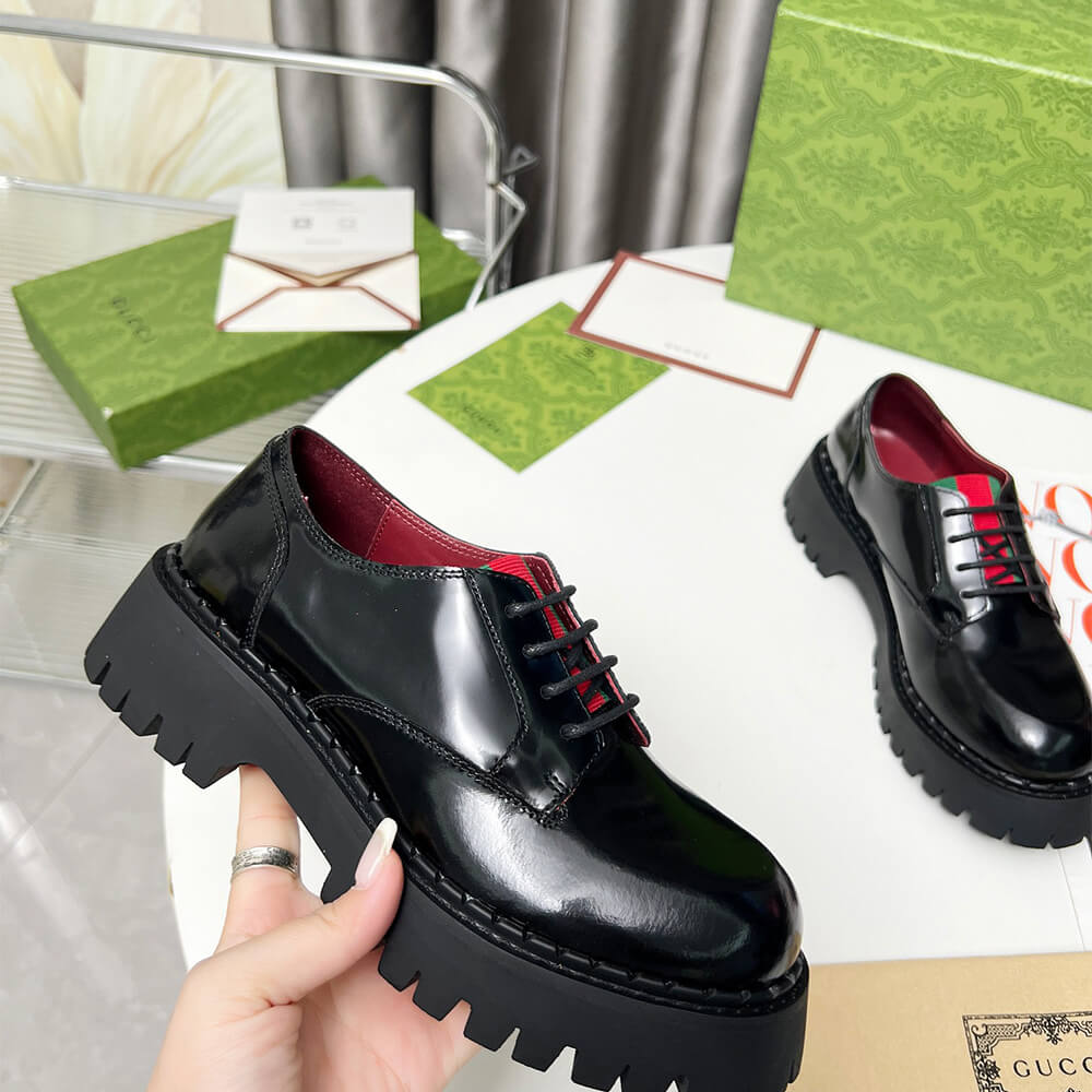 Gucci Women s lace-up with Web Shoes - Replica Luxury Bags™