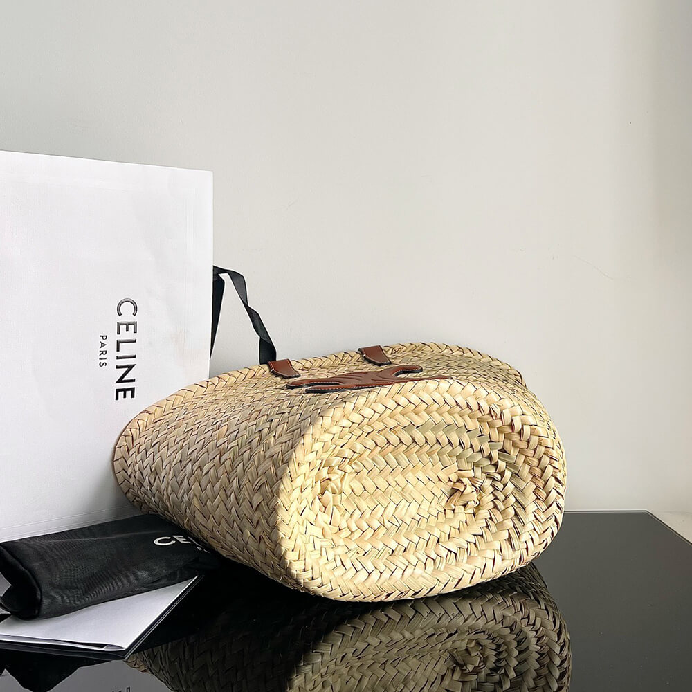 Teen Celine Classic Panier In Palm Leaves and Calfskin Bag - Replica Luxury Bags™