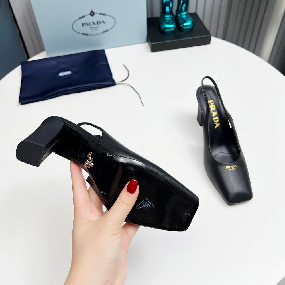 Prada Leather Slingback Pumps 85 mm Shoes - Replica Luxury Bags™