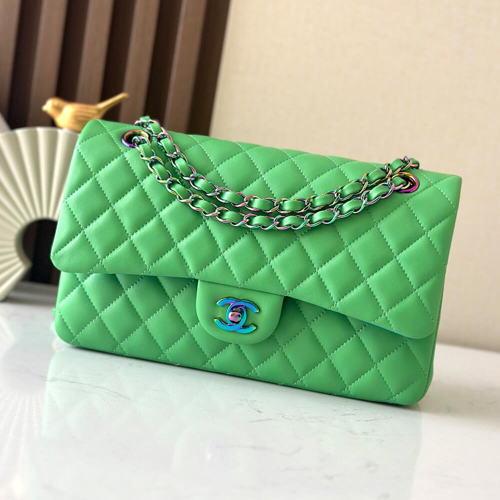 Chanel Classic Flap Handbag in Green and Blue - Replica Luxury Bags™