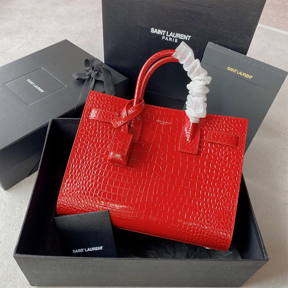 YSL Sac De Jour Baby Bag in Crocodile-Embossed - Replica Luxury Bags™
