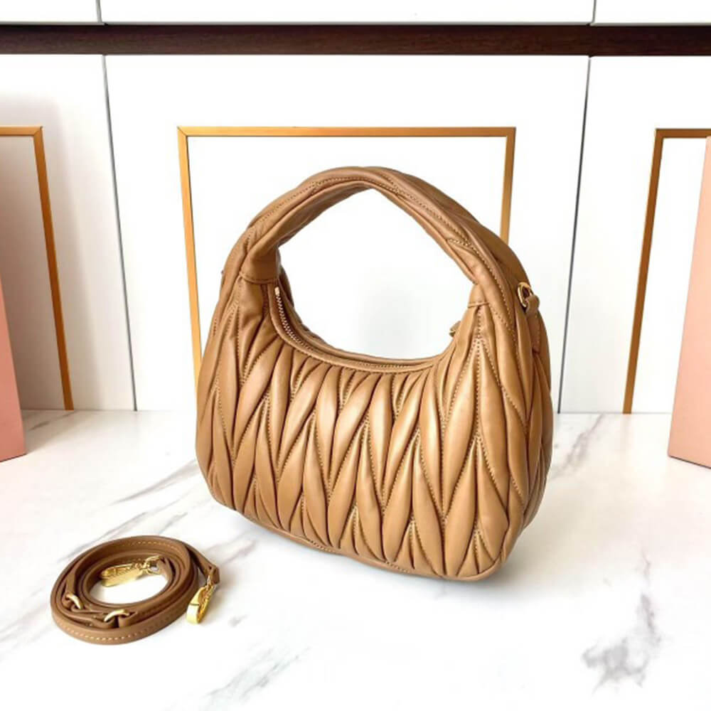 Miumiu Small Wander Matelasse Nappa Leather Hobo Bag - Replica Luxury Bags™