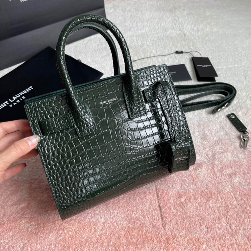 YSL Sac De Jour Nano Bag In Embossed Crocodile Shiny Leather - Replica Luxury Bags™
