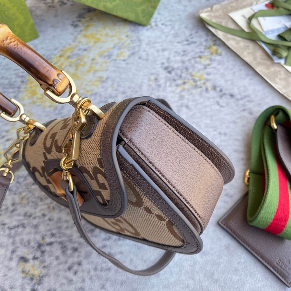 GUCCI BAMBOO 1947 JUMBO GG SMALL TOP HANDLE BAG - Replica Luxury Bags™