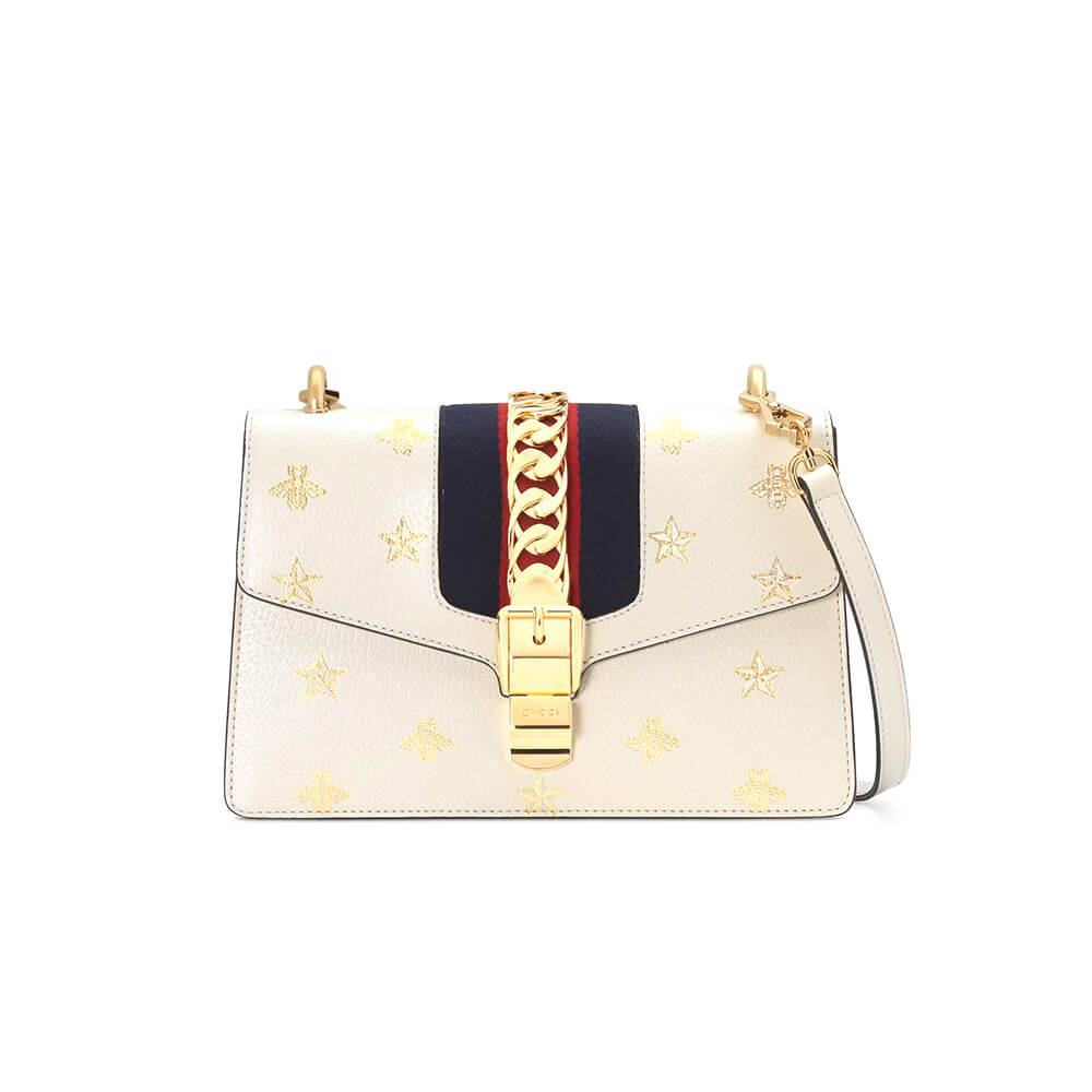 Gucci GG Sylvie Bee Star Small Shoulder Bag - Replica Luxury Bags™