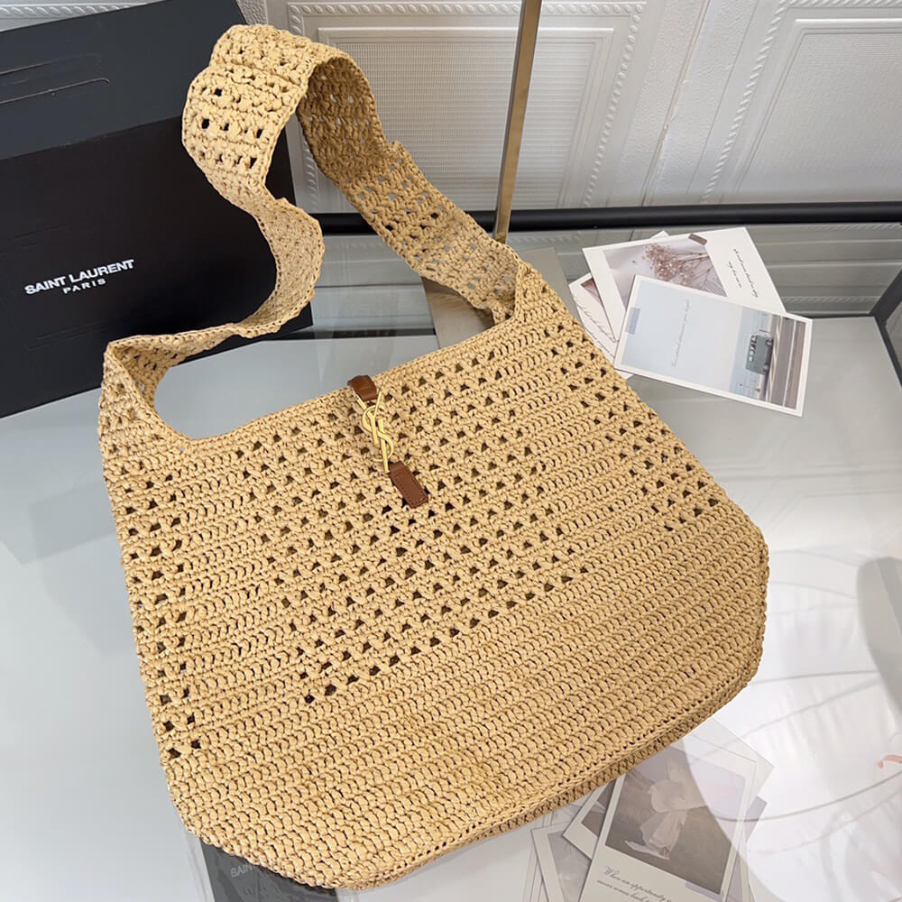 YSL Hobo Crochet Bag in Raffia and Leather - Replica Luxury Bags™