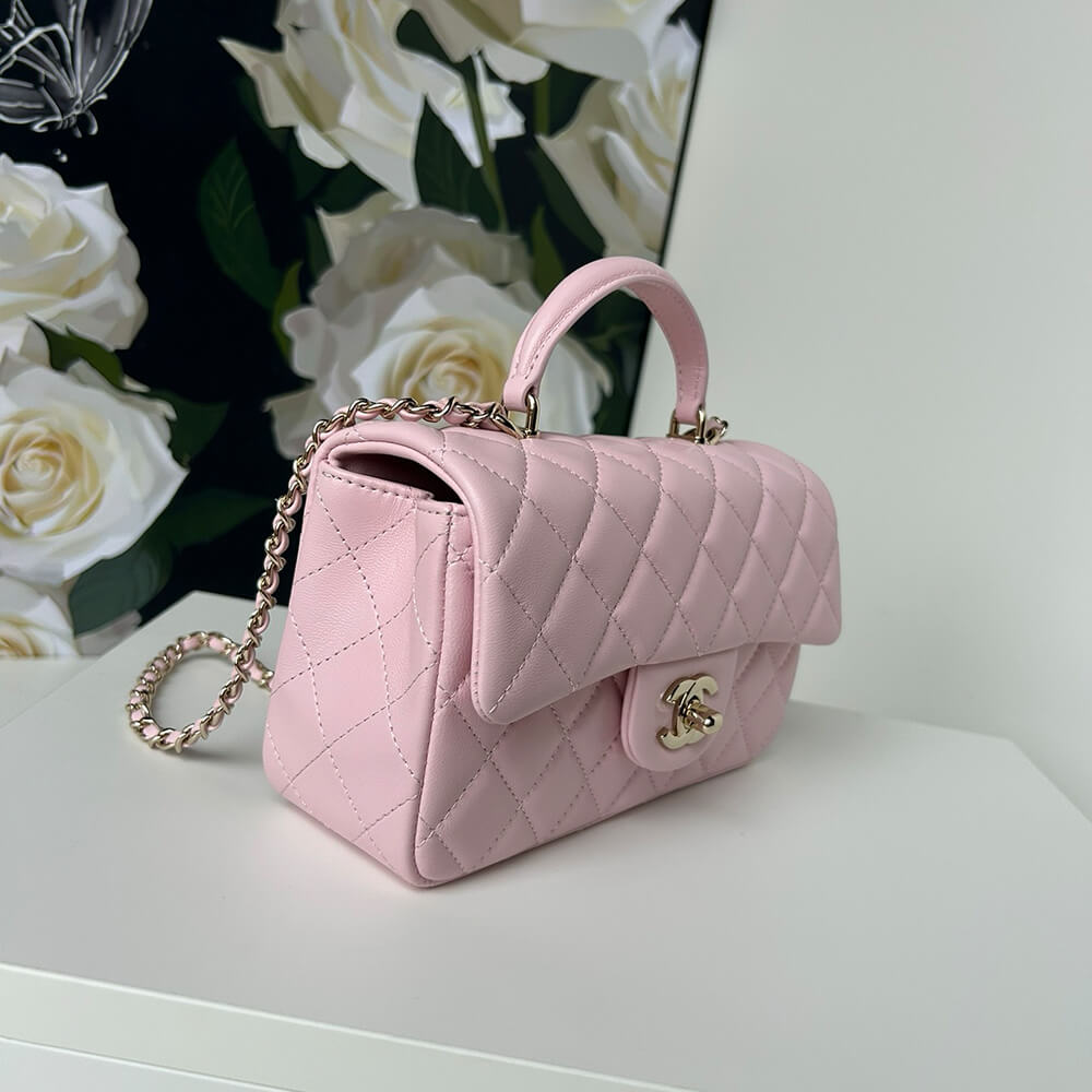 Chanel Mini Classic Handbag With Top Handle in Pink - Replica Luxury Bags™