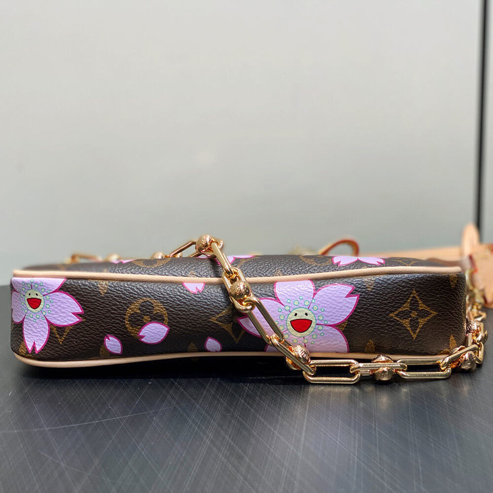 LV x TM Pochette Accessoires Bag in Canvas Sakura Brown - Replica Luxury Bags™