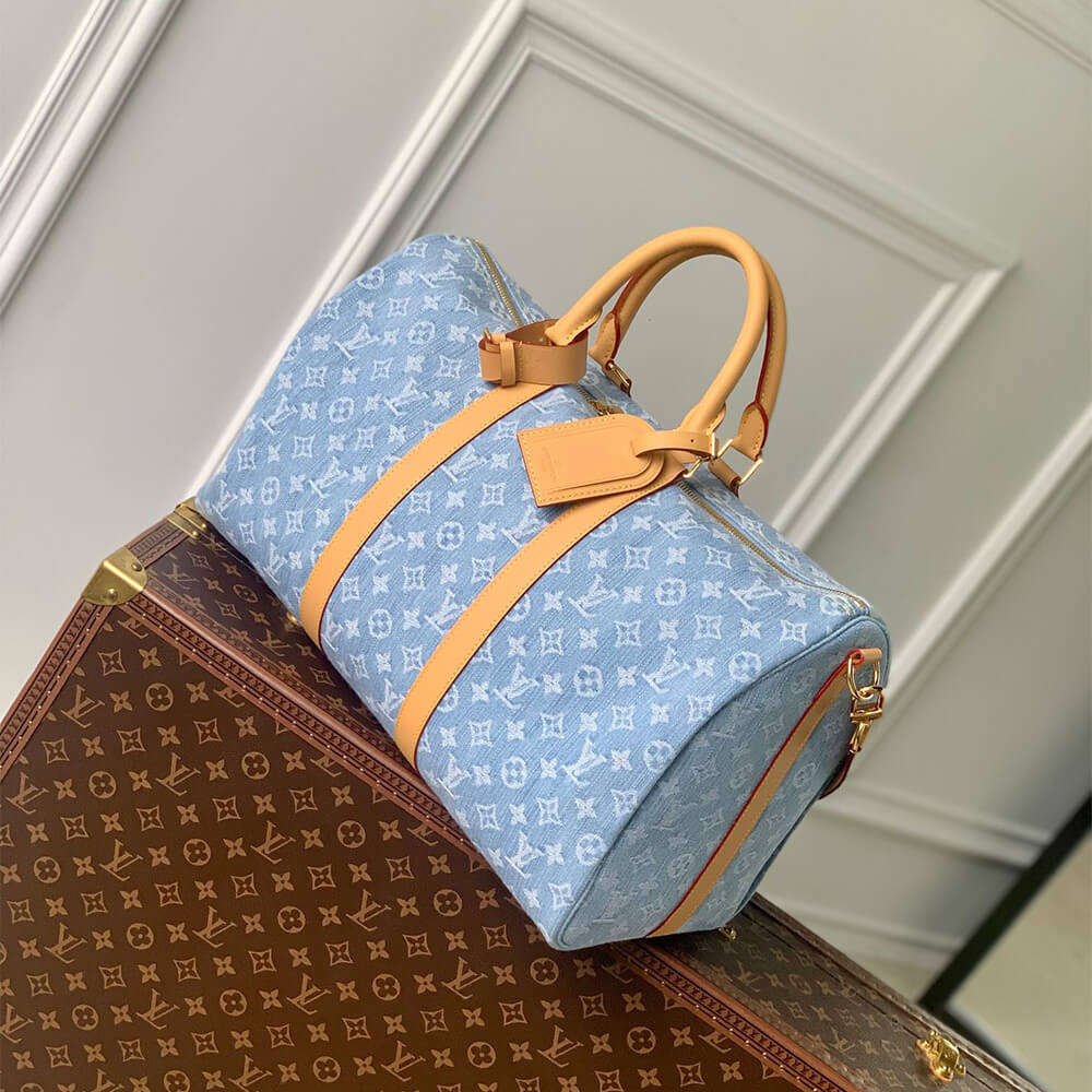 LV Keepall Bandouliere 45 Denim Bag - Replica Luxury Bags™