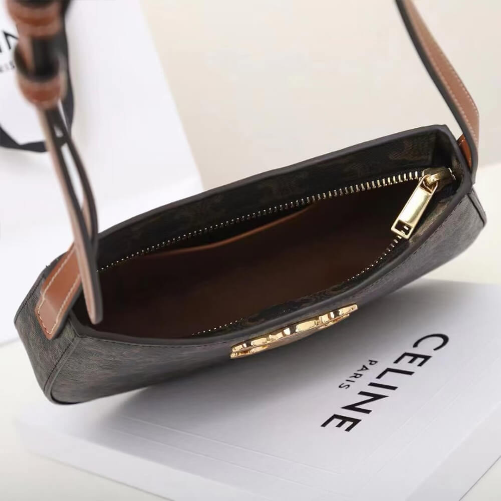 Celine Medium Tilly Bag in Triomphe Canvas and Calfskin - Replica Luxury Bags™