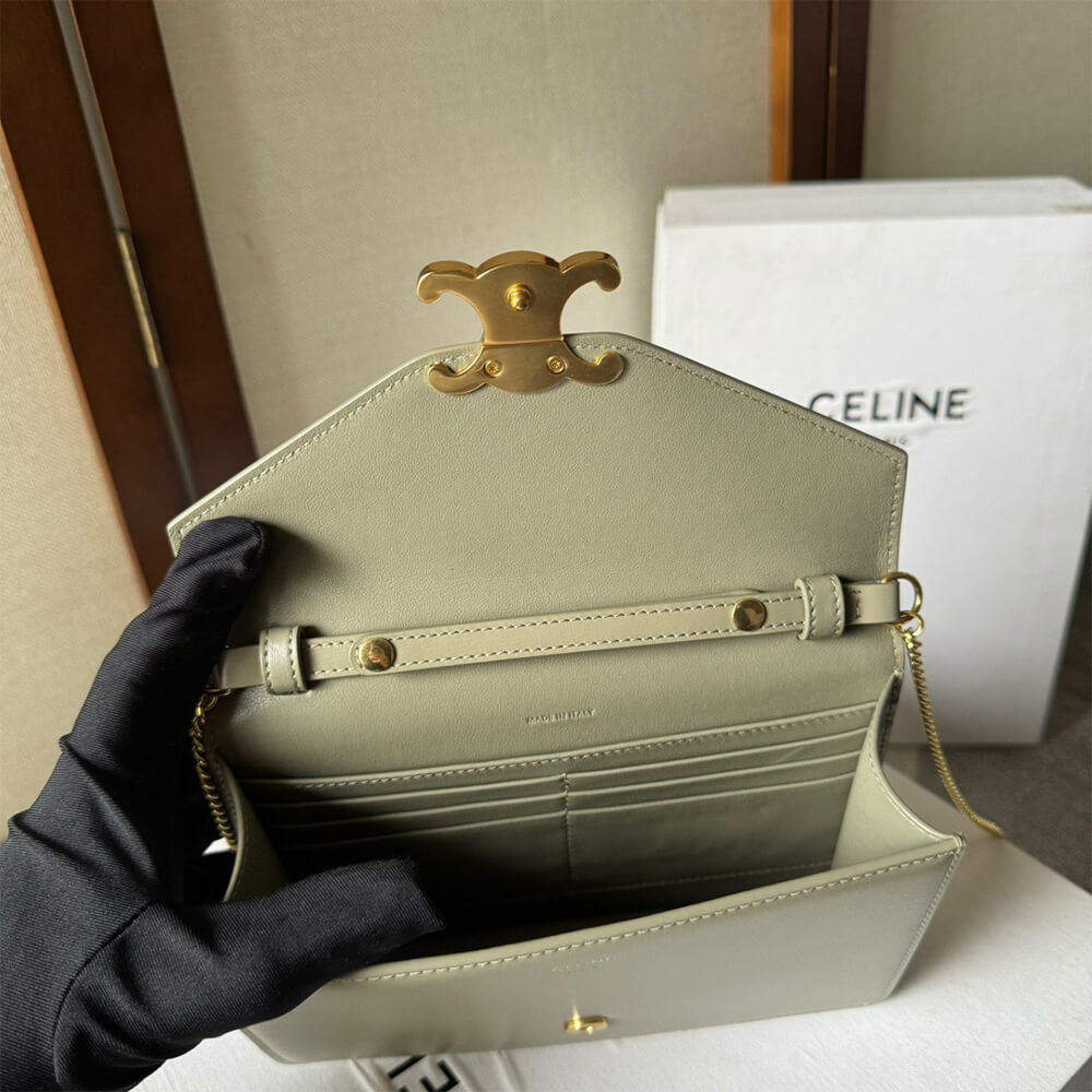 Celine Wallet On Chain Margo Bag In Shiny Calfskin - Replica Luxury Bags™