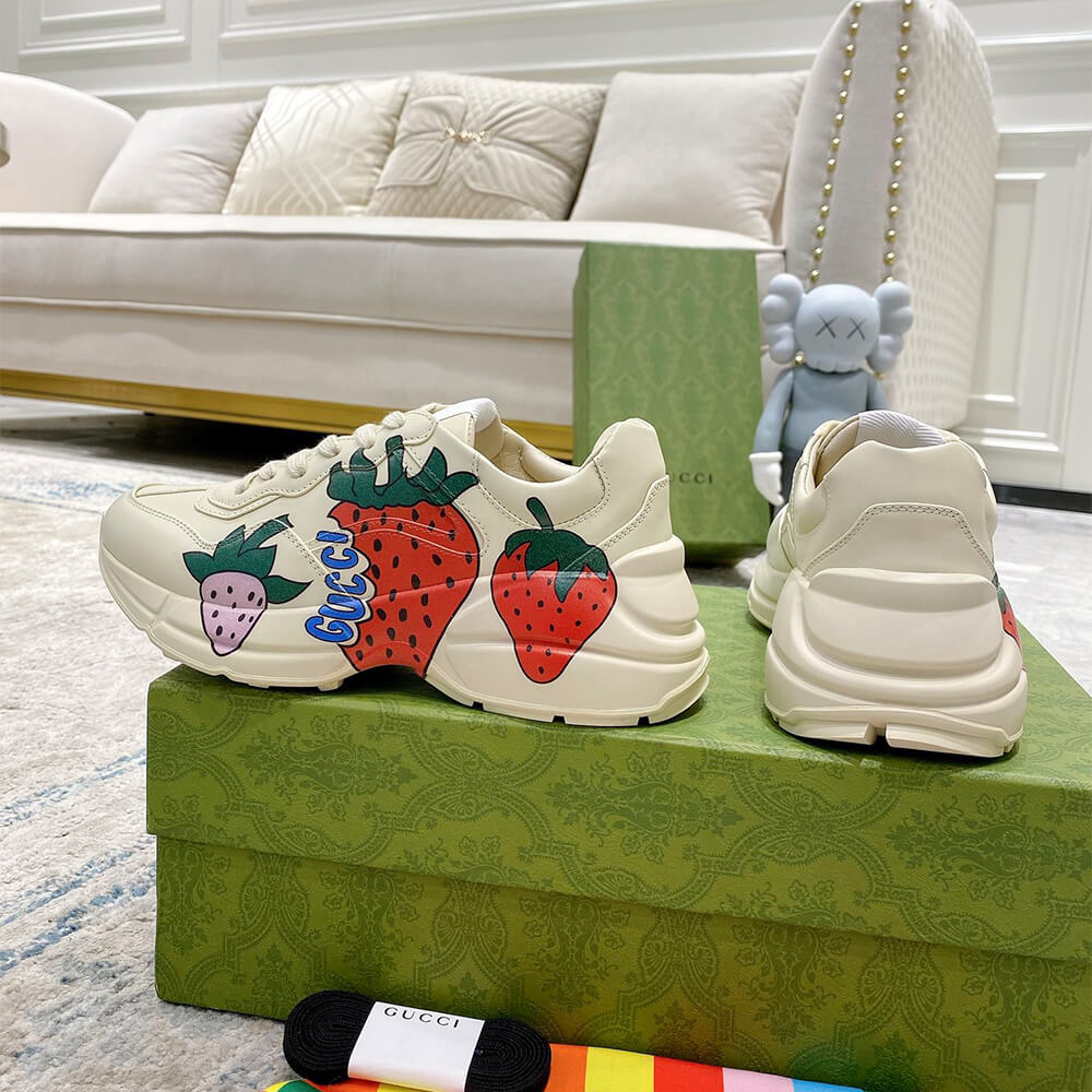 Gucci Strawberries Rhyton Sneaker Shoes - Replica Luxury Bags™