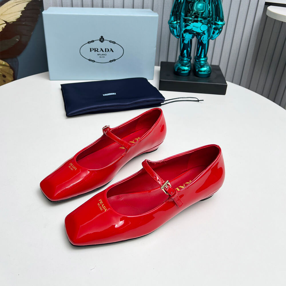 Prada Patent Leather Mary Jane Ballerinas Shoes - Replica Luxury Bags™