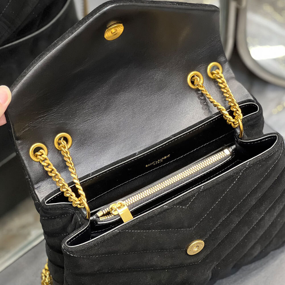 YSL Loulou Small Chain Bag in Y Quilted Suede - Replica Luxury Bags™
