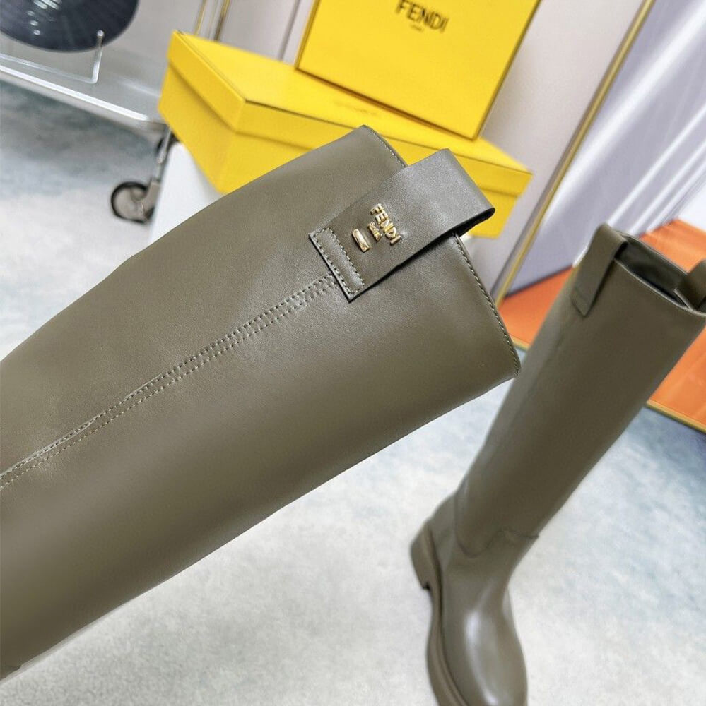 Fendi Filo Green Leather Boots Shoes - Replica Luxury Bags™