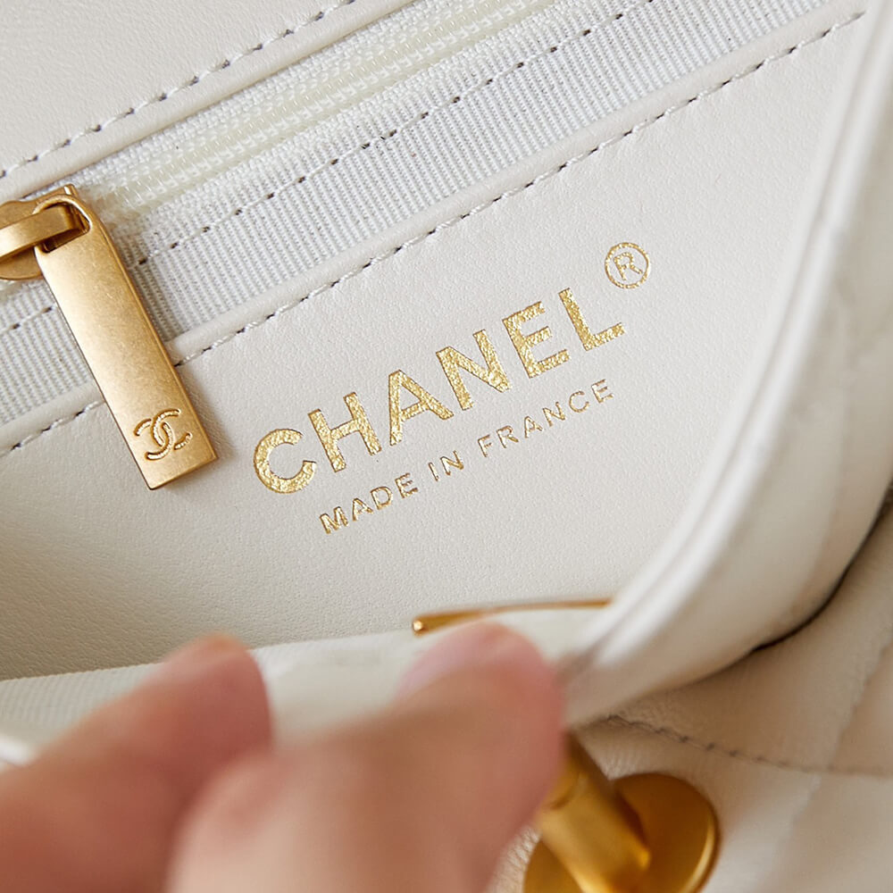 Chanel Mini Flap Bag in White Smooth Lambskin with Gold Hardware - Replica Luxury Bags™
