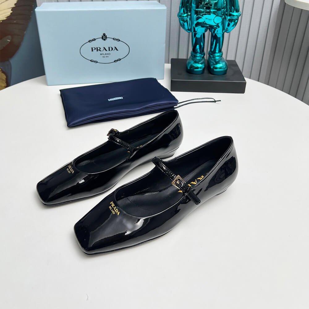Prada Patent Leather Mary Jane Ballerinas Shoes - Replica Luxury Bags™
