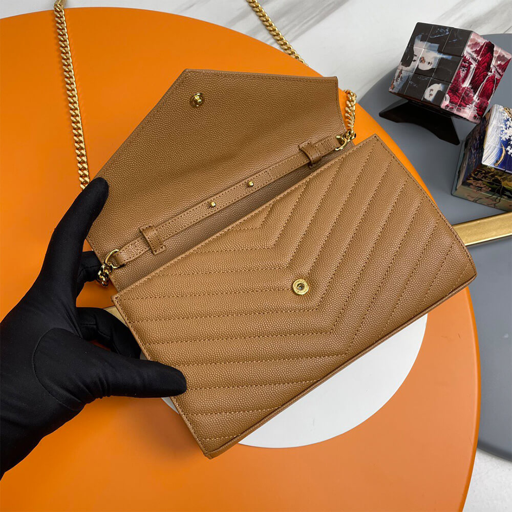 YSL Classic Cassandre Chain Wallet Bag in Grain De Poudre Leather - Replica Luxury Bags™