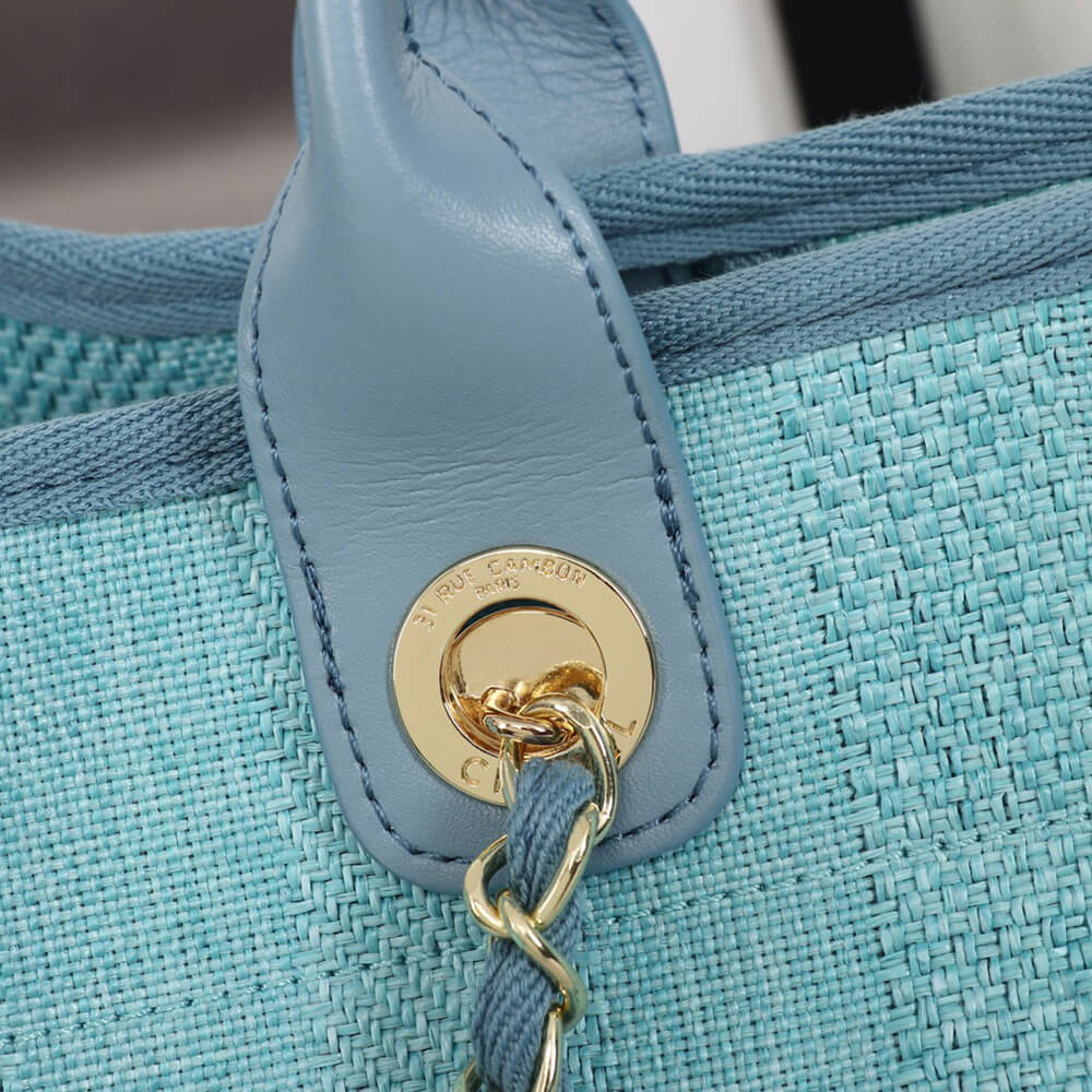 Chanel Woven Straw Raffia Striped Medium Deauville Tote Bag - Replica Luxury Bags™