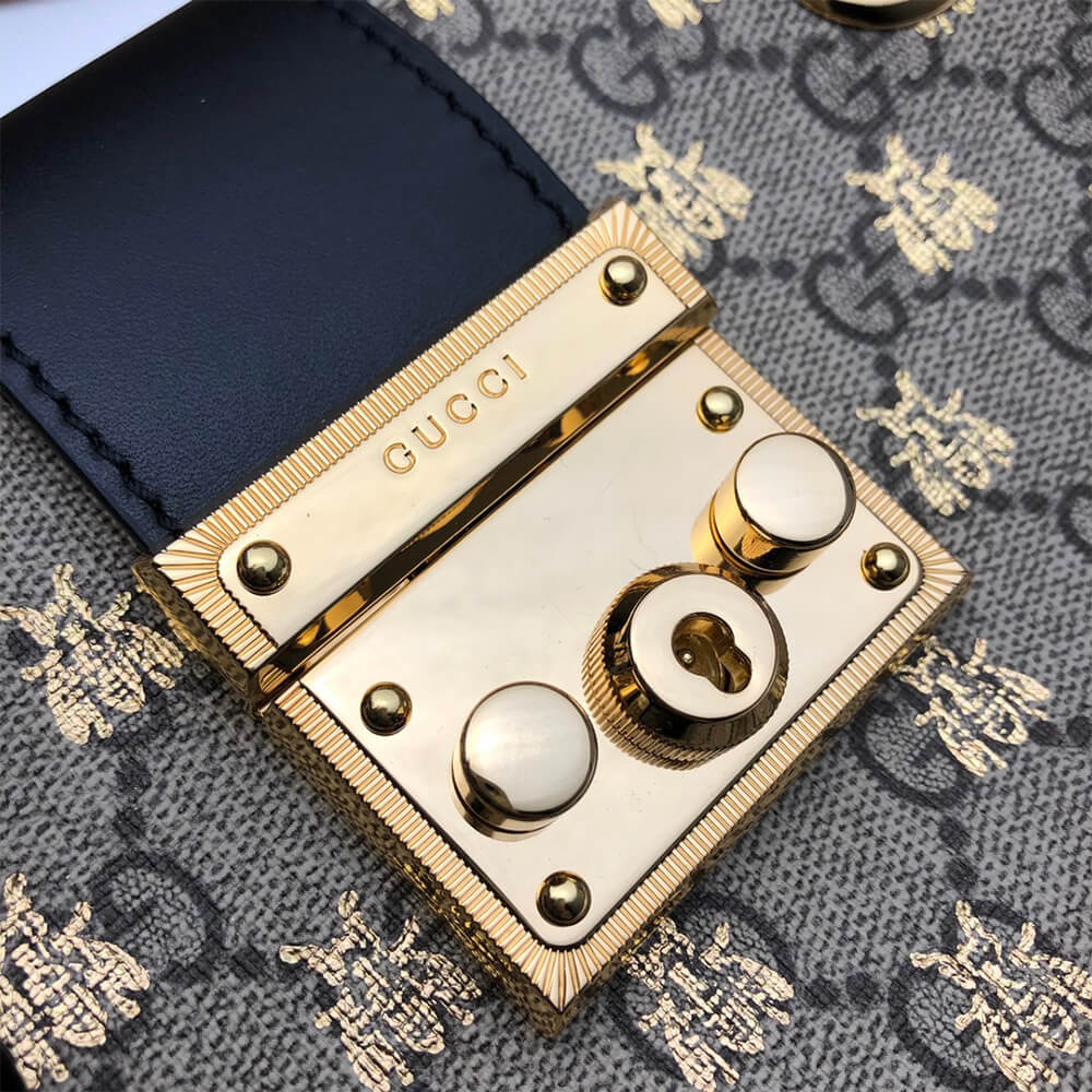 Gucci GG Padlock Small GG Bees Shoulder Bag - Replica Luxury Bags™