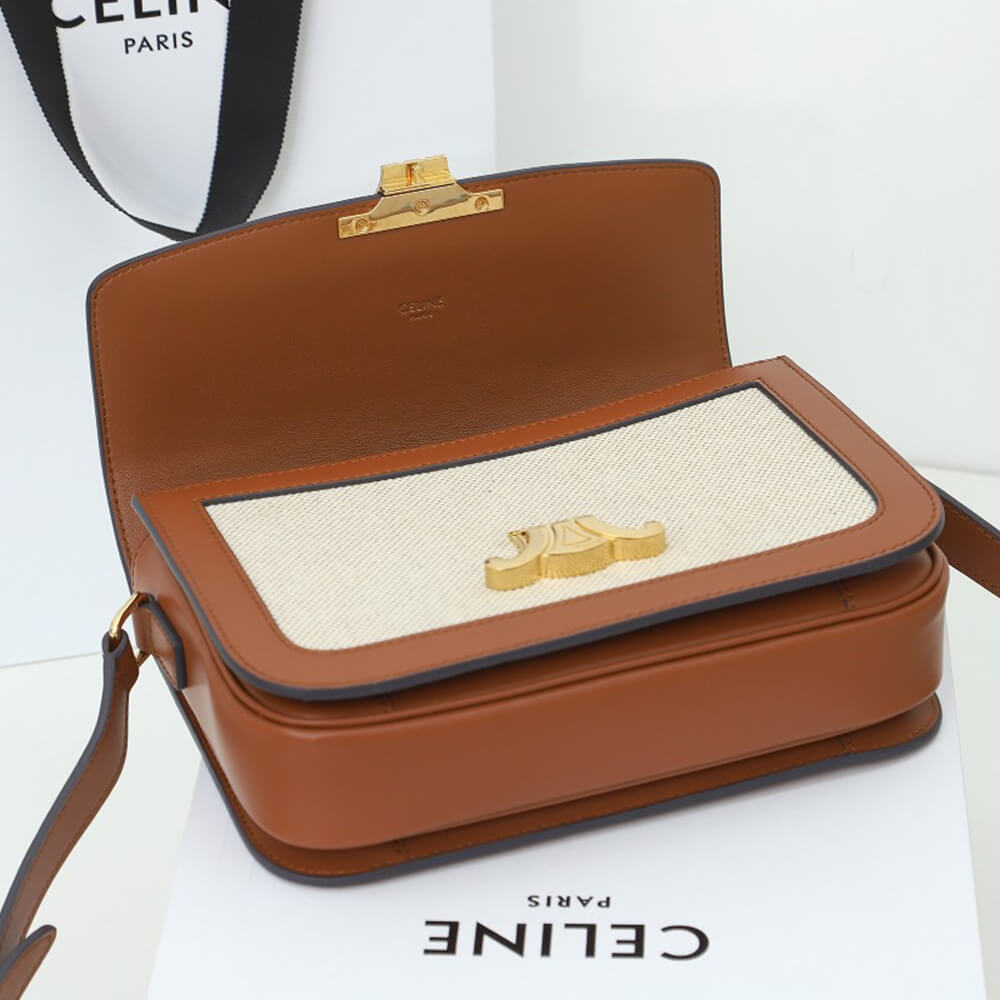 Celine Classique Triomphe Bag In Triomphe Canvas And Calfskin - Replica Luxury Bags™