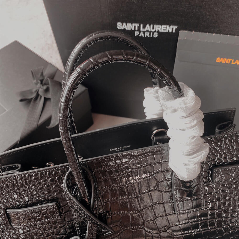 YSL Sac De Jour Baby Bag in Crocodile-Embossed - Replica Luxury Bags™