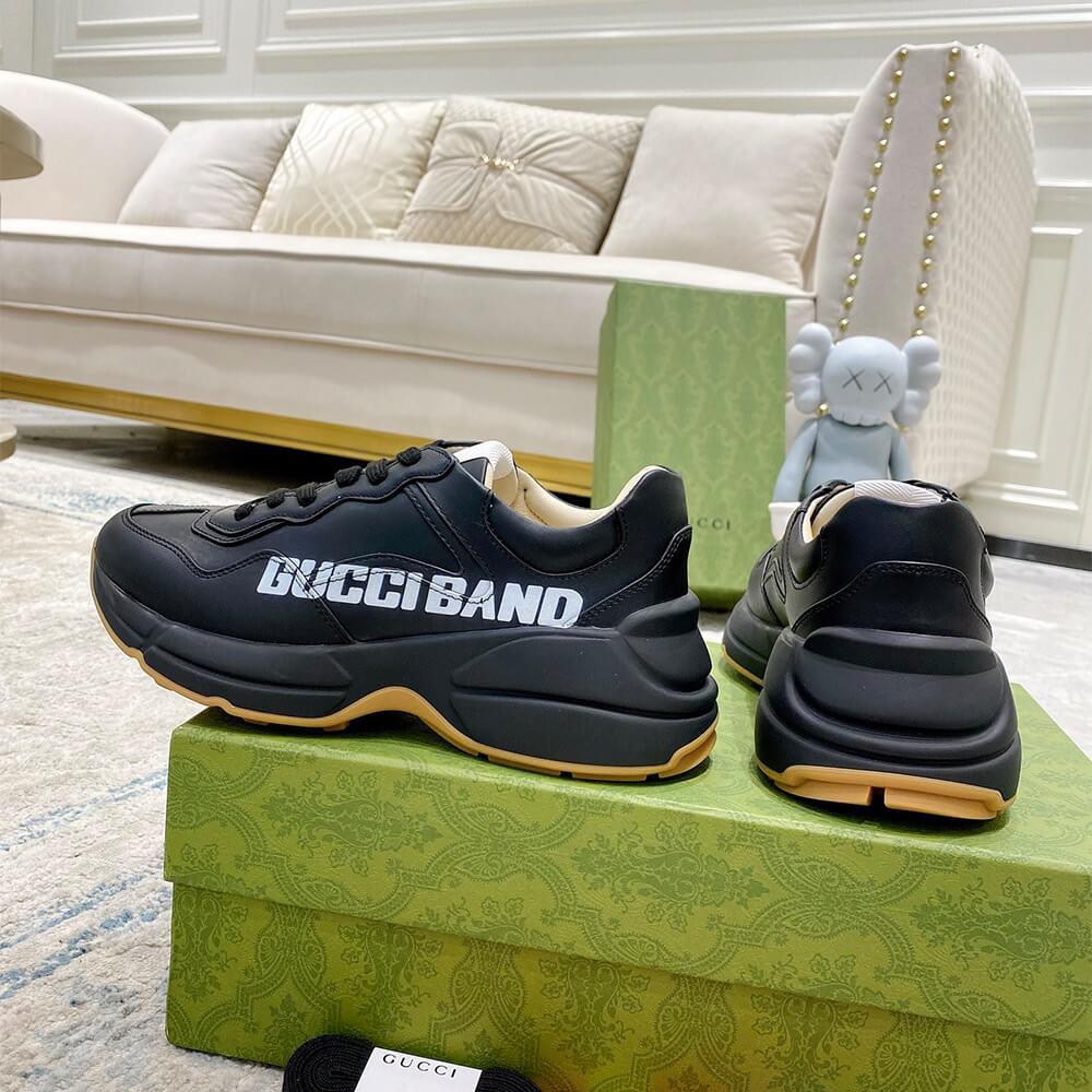 Gucci Rhyton  Gucci Band Black  Sneaker Shoes - Replica Luxury Bags™