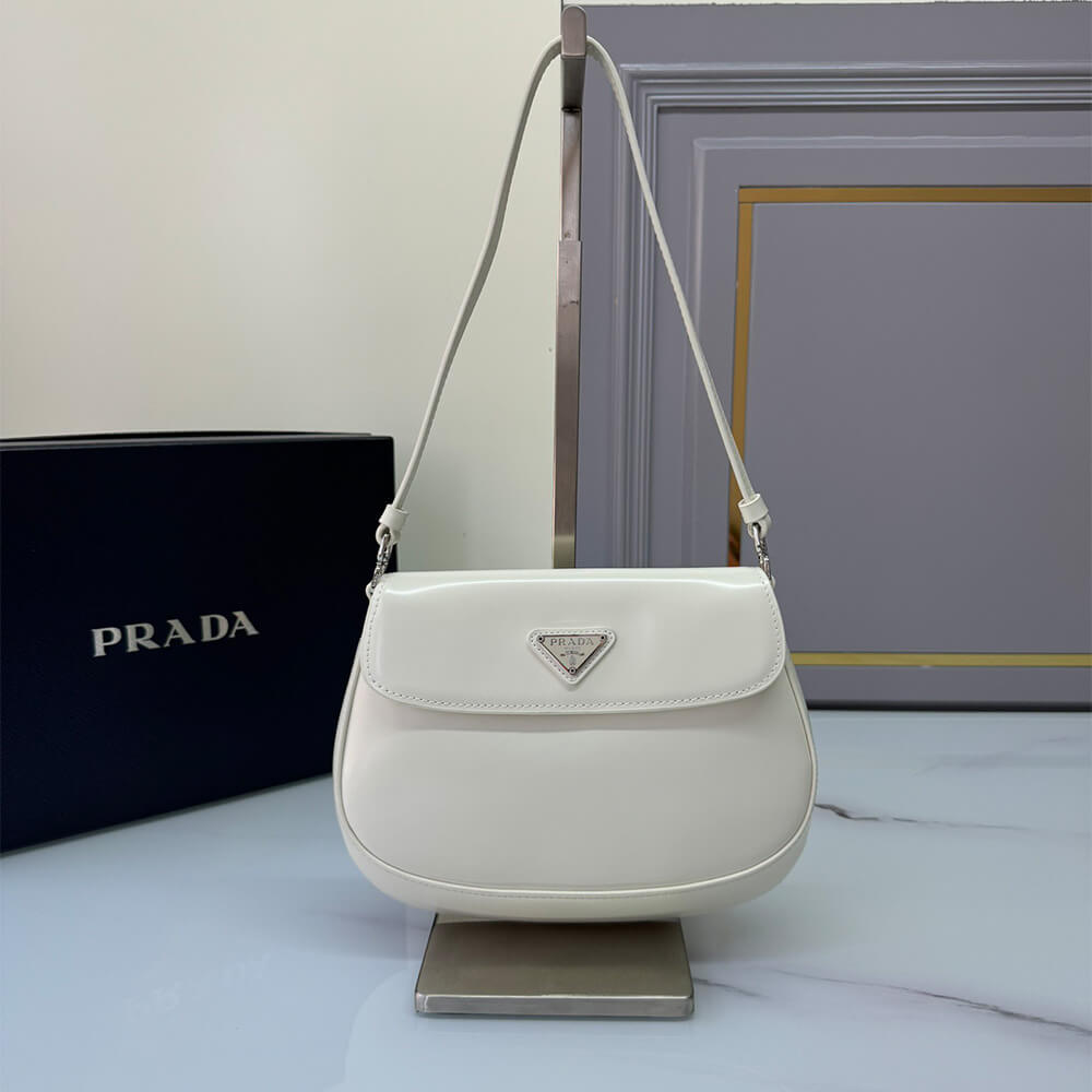 Small Prada Cleo Brushed Leather Shoulder Bag with Flap - Replica Luxury Bags™