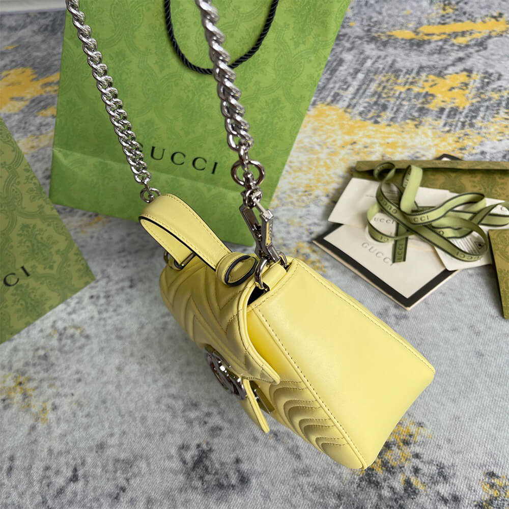 Gucci GG Marmont Mini Top Handle Bag in Yellow - Replica Luxury Bags™