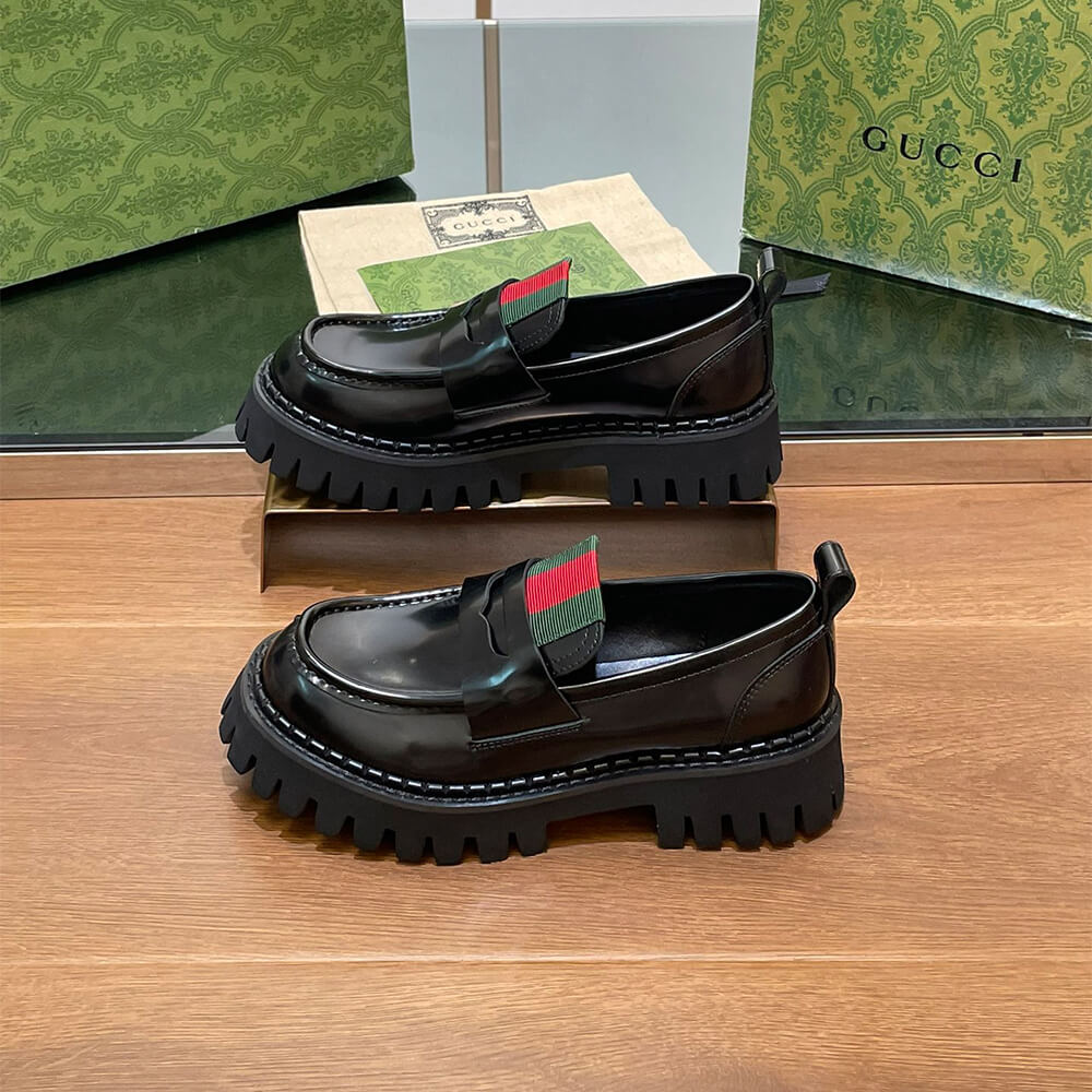 GUCCI Women s loafer with Web Shoes - Replica Luxury Bags™
