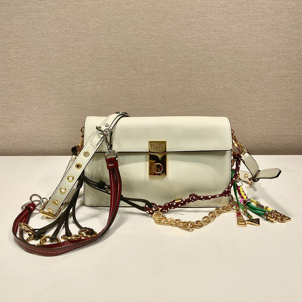 Prada Soft Sound Small Leather Shoulder Bag with Charms - Replica Luxury Bags™