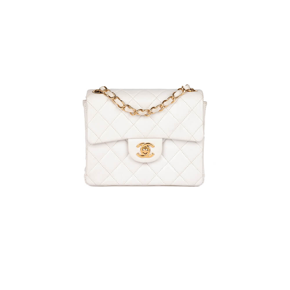 Chanel Mini Flap Bag in White with Gold Hardware - Replica Luxury Bags™